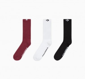 Converse 3-Pack Star Chevron Woven Loop Crew Socks Vermelhas Branco Pretas | 3820-IRBZS