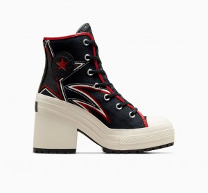 Converse Chuck 70 De Luxe Heel Moto Pretas Vermelhas | 1503-VBWKS