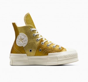 Converse Chuck 70 Plus Glitter Branco Douradas Escuro | 5623-TUFND