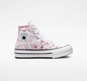 Converse Chuck Taylor All Star EVA Lift Plataforma Butterfly Shine Branco Rosa Pretas | 6540-NIUGX