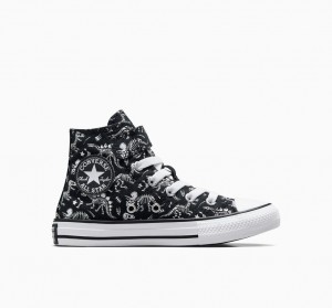 Converse Chuck Taylor All Star Easy-On Dinos Pretas Branco Branco | 7491-ARIFX