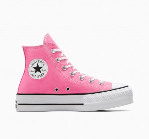 Converse Chuck Taylor All Star Lift Plataforma Rosa Branco Pretas | 8740-YKMCS