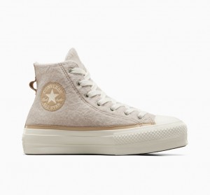 Converse Chuck Taylor All Star Lift Plataforma Faux Mohair Egret / Epic Dune / Egret | 8593-KCOUH