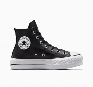 Converse Chuck Taylor All Star Lift Plataforma Couro Pretas Pretas Branco | 8972-PYMGA