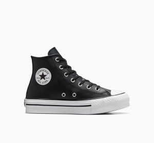 Converse Chuck Taylor All Star Lift Plataforma Couro Pretas Branco | 0654-CFBTQ