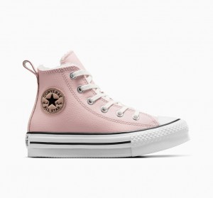 Converse Chuck Taylor All Star Lift Plataforma Couro & Faux Fur Rosa Branco Pretas | 0695-FCKBQ