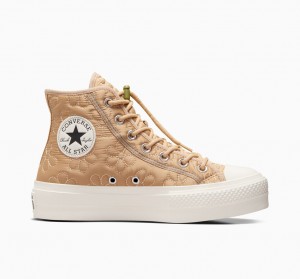 Converse Chuck Taylor All Star Lift Plataforma Acolchoado Caqui | 8624-YJMCW