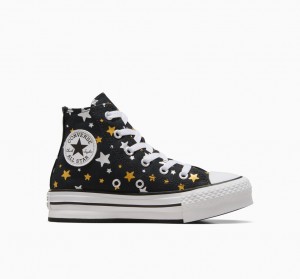 Converse Chuck Taylor All Star Plataforma Lift Sparkle Pretas Prateadas Douradas | 6978-REZQL