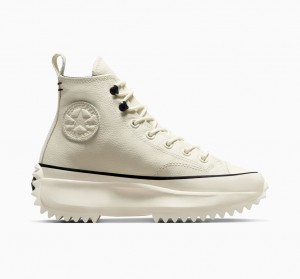 Converse Run Star Hike Plataforma Couro Pretas Branco | 3985-FKDEL