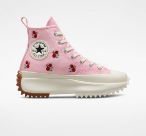 Converse Run Star Hike Plataforma Embroidered Floral Rosa Vermelhas | 5089-ENRFP