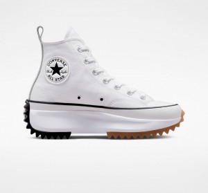 Converse Run Star Hike Plataforma Foundational Couro Branco Pretas | 4987-XCJAB