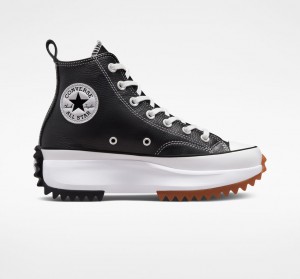 Converse Run Star Hike Plataforma Foundational Couro Pretas Branco | 8639-MCDWE