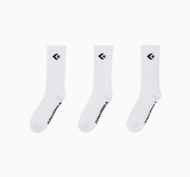 Converse 3-Pack Embroidered Crew Socks Branco | 1740-UEBPF