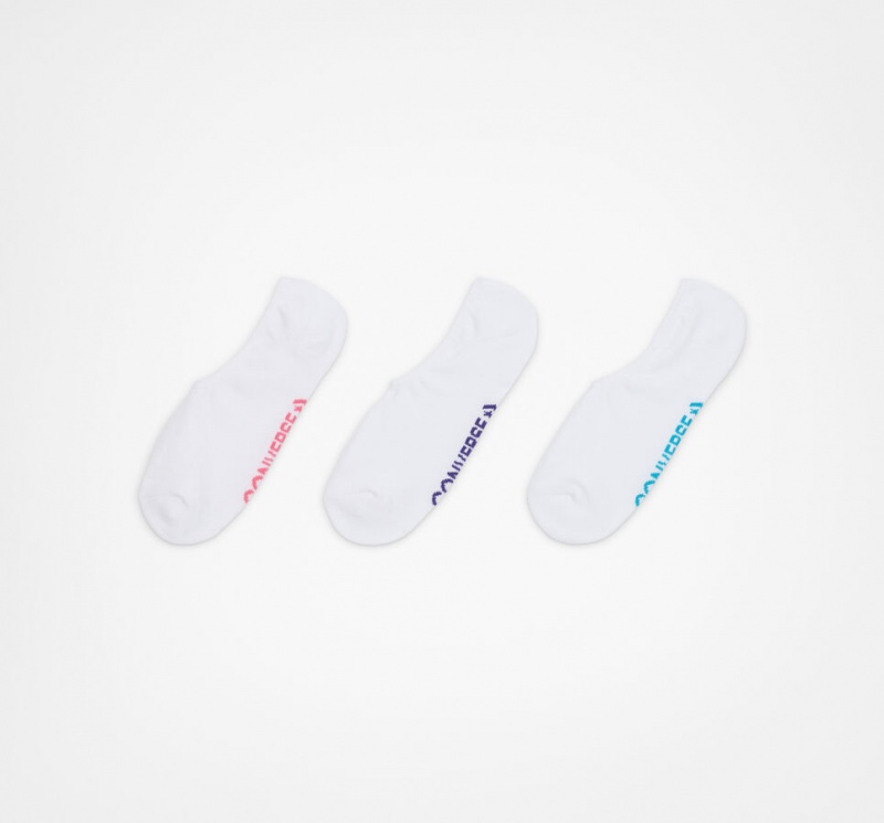 Converse 3-Pack Wordmark Cushion No-Show Socks Branco | 3168-VNODK