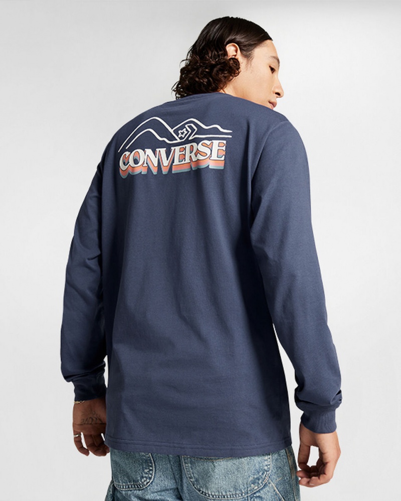 Converse All Star Inverno Chill Long-Sleeve T-Shirt Azuis | 4058-IYQEK