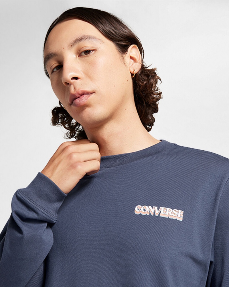 Converse All Star Inverno Chill Long-Sleeve T-Shirt Azuis | 4058-IYQEK