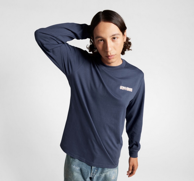 Converse All Star Inverno Chill Long-Sleeve T-Shirt Azuis | 4058-IYQEK