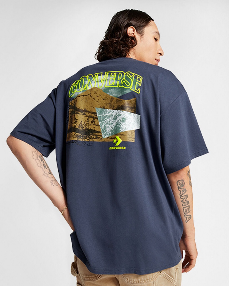 Converse All Star Mountain Remix T-Shirt Azuis | 2587-WRGKH