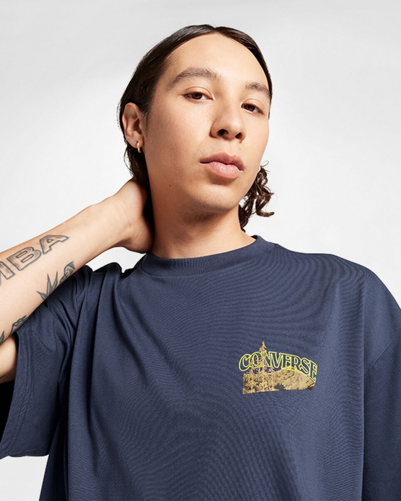 Converse All Star Mountain Remix T-Shirt Azuis | 2587-WRGKH