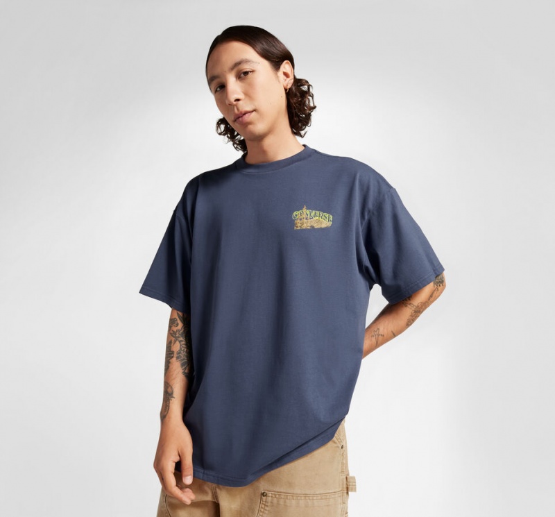 Converse All Star Mountain Remix T-Shirt Azuis | 2587-WRGKH