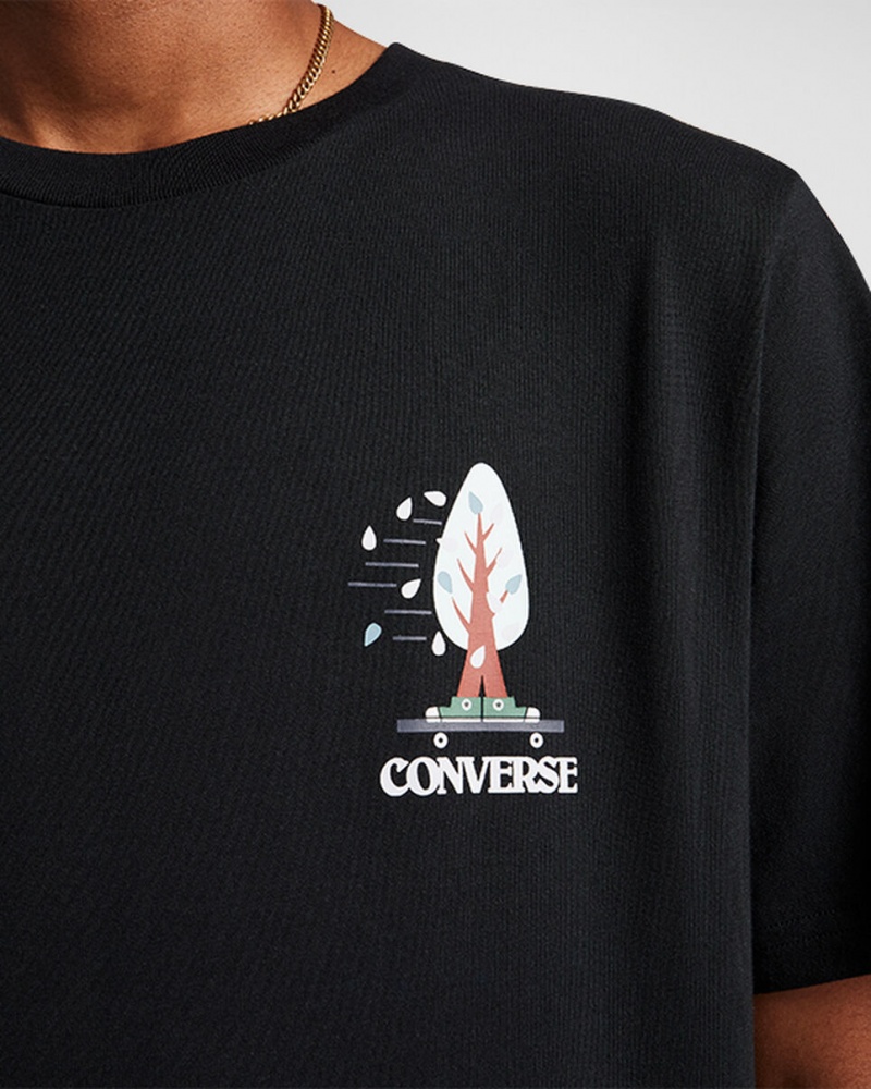 Converse All Star Tree T-shirt Pretas | 3764-JOYFZ