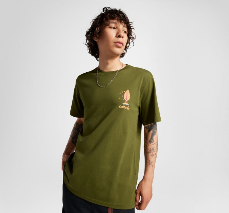 Converse All Star Tree T-shirt Verdes | 2347-NCSVL