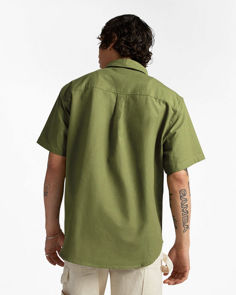 Converse Basic Woven Curta Sleeve Shirt Verdes | 4670-AZKSG