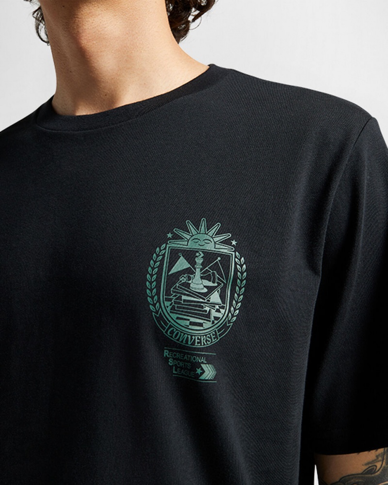 Converse Chess League Gráficas T-Shirt Pretas | 7031-WMKPL