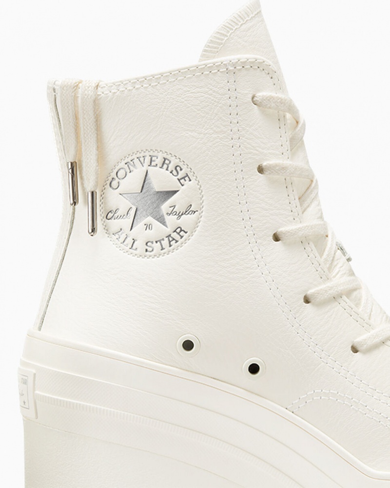 Converse Chuck 70 De Luxe Heel Couro Prateadas | 7653-ERWSV