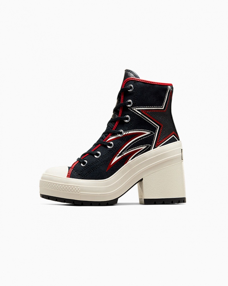 Converse Chuck 70 De Luxe Heel Moto Pretas Vermelhas | 1503-VBWKS