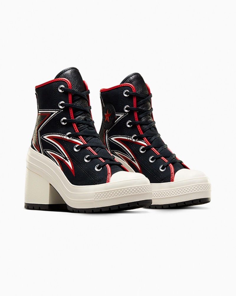 Converse Chuck 70 De Luxe Heel Moto Pretas Vermelhas | 1503-VBWKS