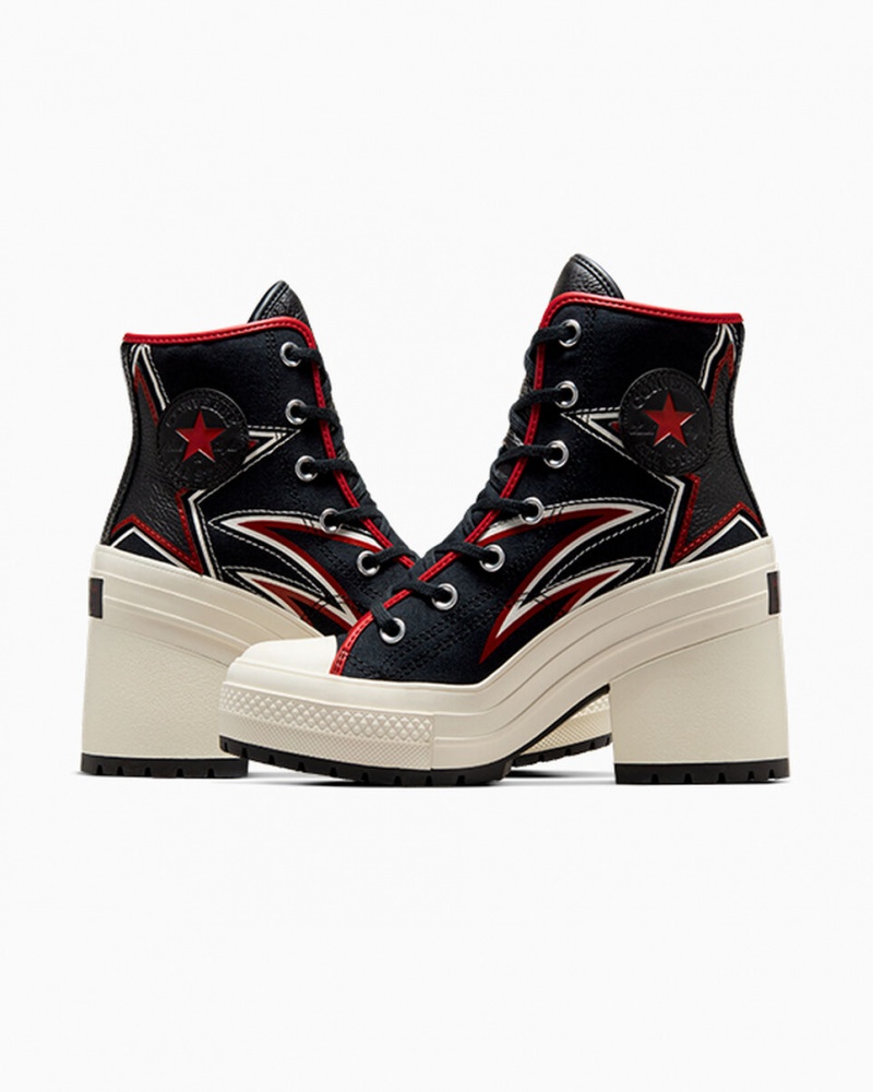 Converse Chuck 70 De Luxe Heel Moto Pretas Vermelhas | 1503-VBWKS