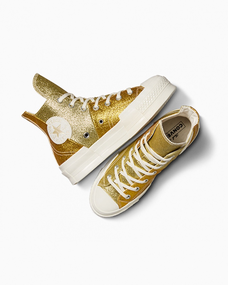 Converse Chuck 70 Plus Glitter Branco Douradas Escuro | 3092-CFARE