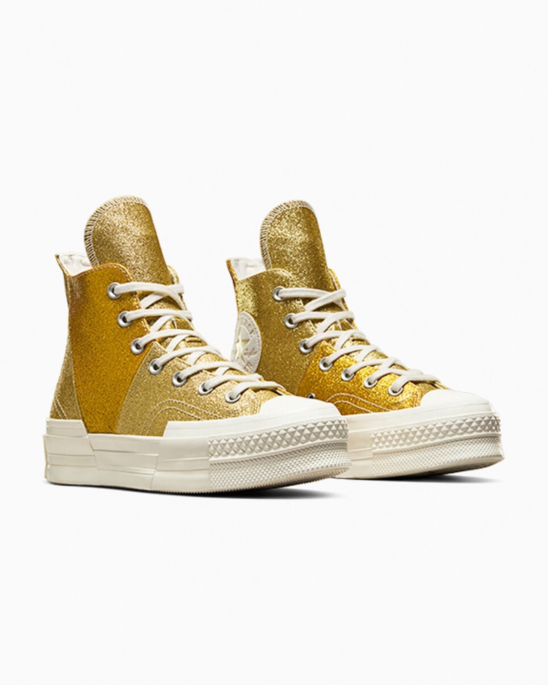 Converse Chuck 70 Plus Glitter Branco Douradas Escuro | 5623-TUFND