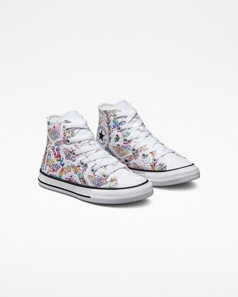 Converse Chuck Taylor All Star Butterfly Shine Branco Rosa Roxo Azuis | 1074-XEUJO