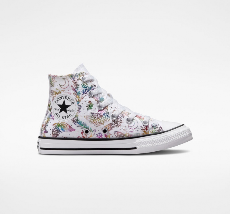 Converse Chuck Taylor All Star Butterfly Shine Branco Rosa Roxo Azuis | 1074-XEUJO