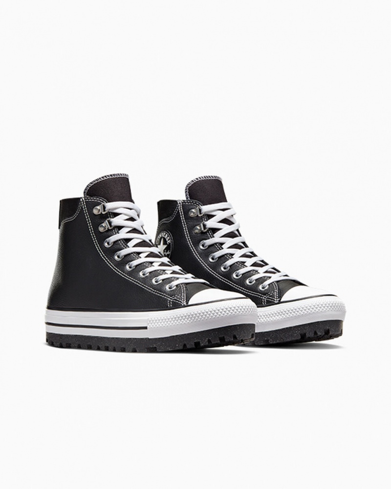 Converse Chuck Taylor All Star City Trek Impermeáveis Boot Pretas Branco Prateadas | 4382-MNIDE