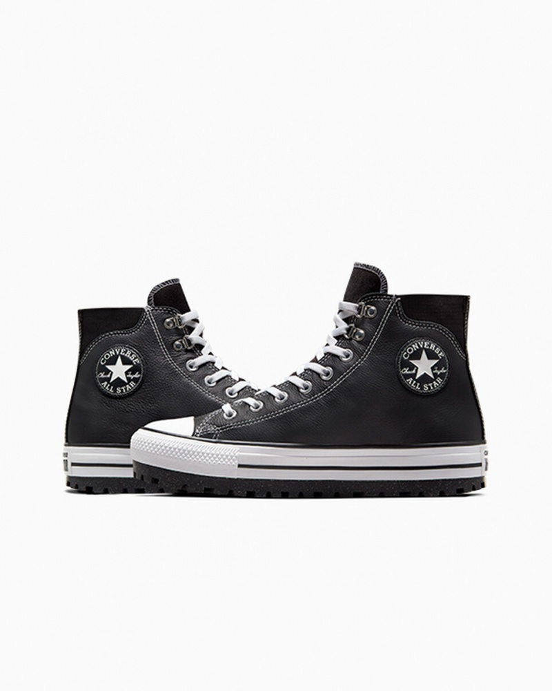 Converse Chuck Taylor All Star City Trek Impermeáveis Boot Pretas Branco Prateadas | 4382-MNIDE