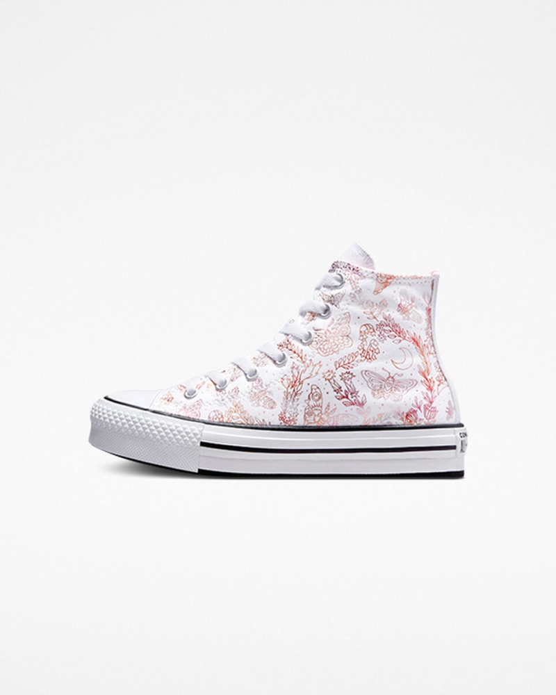 Converse Chuck Taylor All Star EVA Lift Plataforma Butterfly Shine Branco Rosa Pretas | 6485-EBPZV