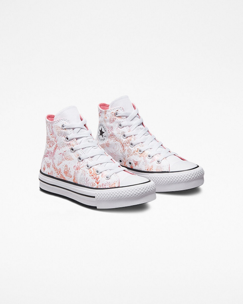 Converse Chuck Taylor All Star EVA Lift Plataforma Butterfly Shine Branco Rosa Pretas | 6485-EBPZV