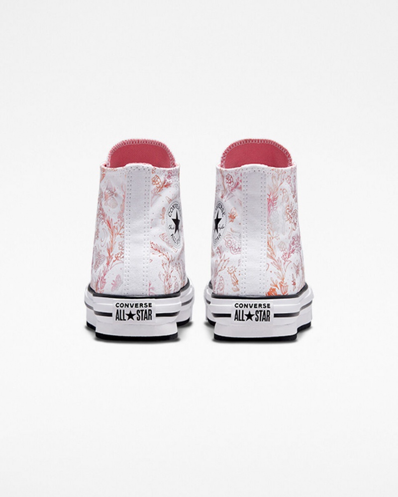 Converse Chuck Taylor All Star EVA Lift Plataforma Butterfly Shine Branco Rosa Pretas | 6485-EBPZV