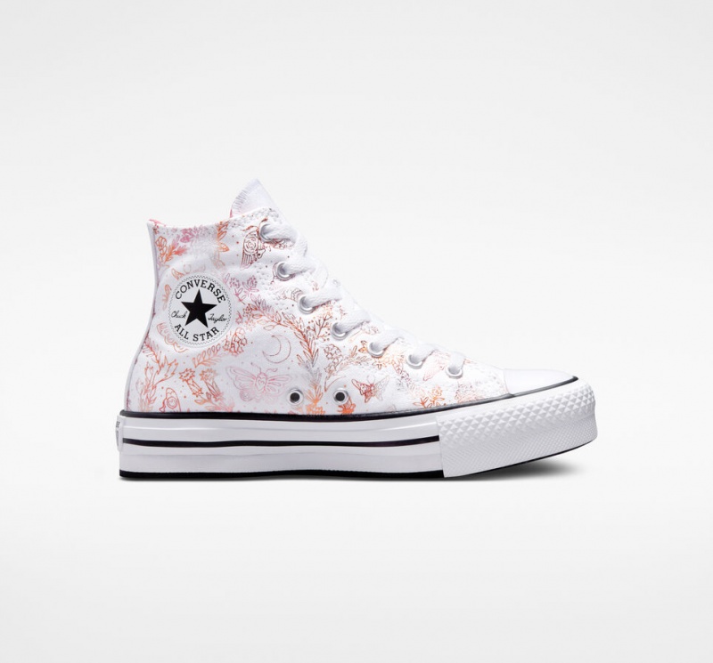 Converse Chuck Taylor All Star EVA Lift Plataforma Butterfly Shine Branco Rosa Pretas | 6485-EBPZV