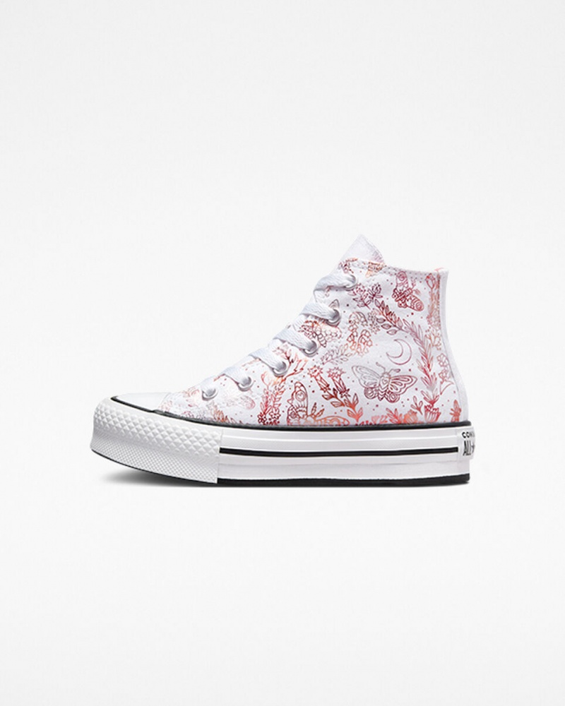 Converse Chuck Taylor All Star EVA Lift Plataforma Butterfly Shine Branco Rosa Pretas | 6540-NIUGX