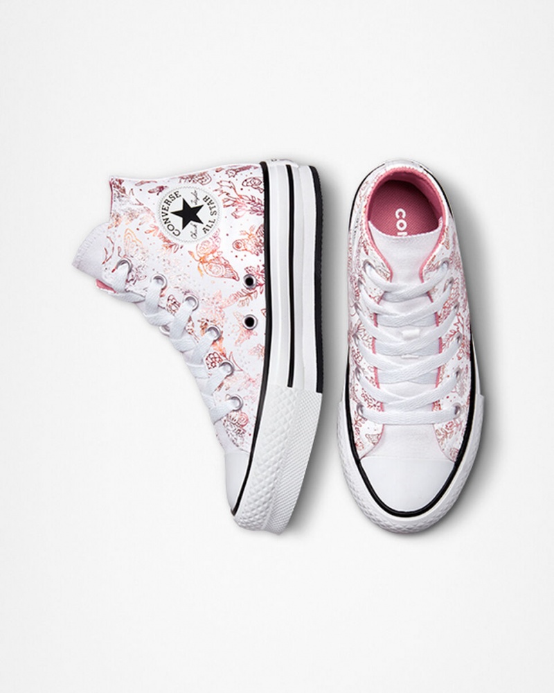 Converse Chuck Taylor All Star EVA Lift Plataforma Butterfly Shine Branco Rosa Pretas | 6540-NIUGX