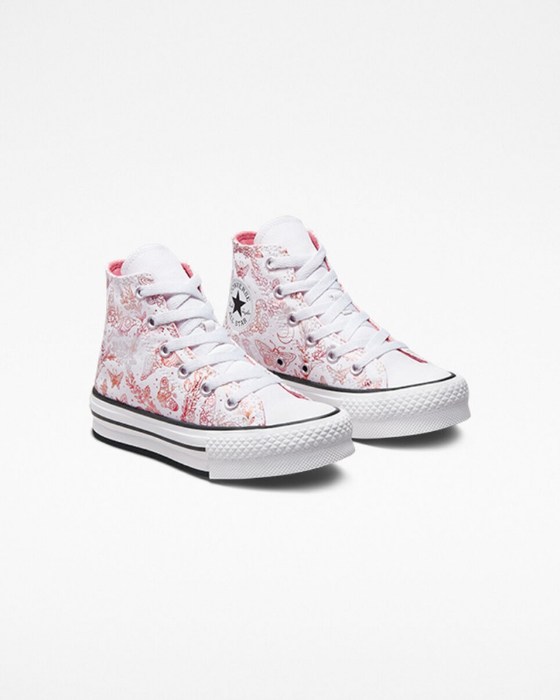 Converse Chuck Taylor All Star EVA Lift Plataforma Butterfly Shine Branco Rosa Pretas | 6540-NIUGX