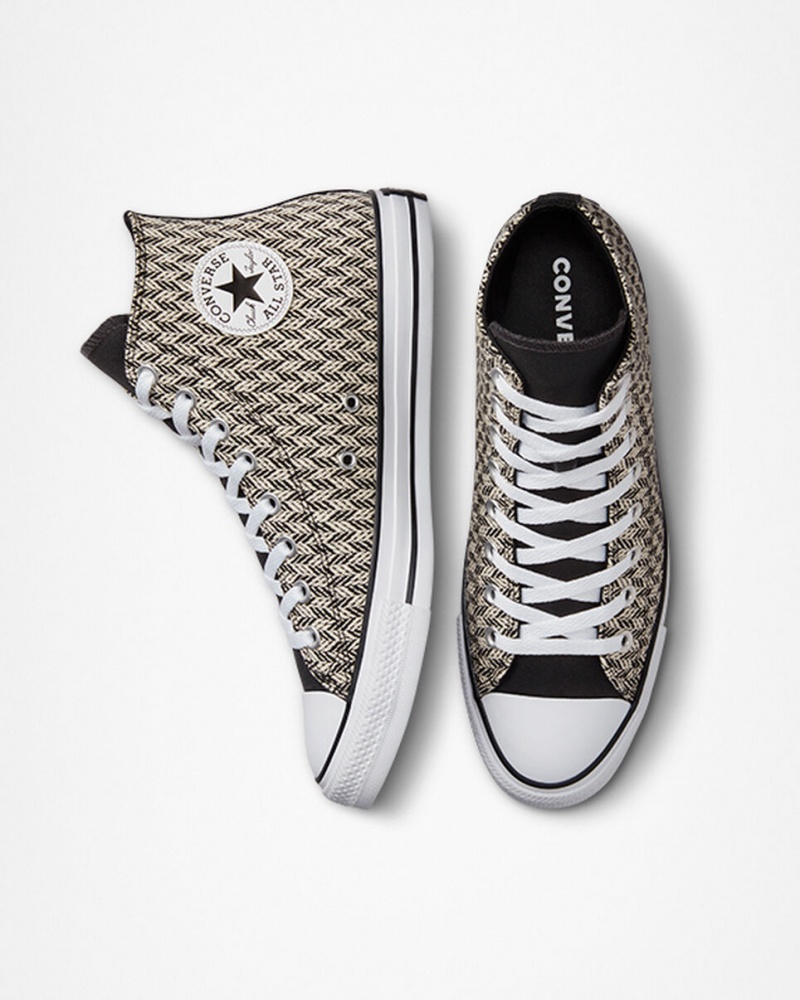 Converse Chuck Taylor All Star Herringbone Pretas Branco | 8924-YTPUK