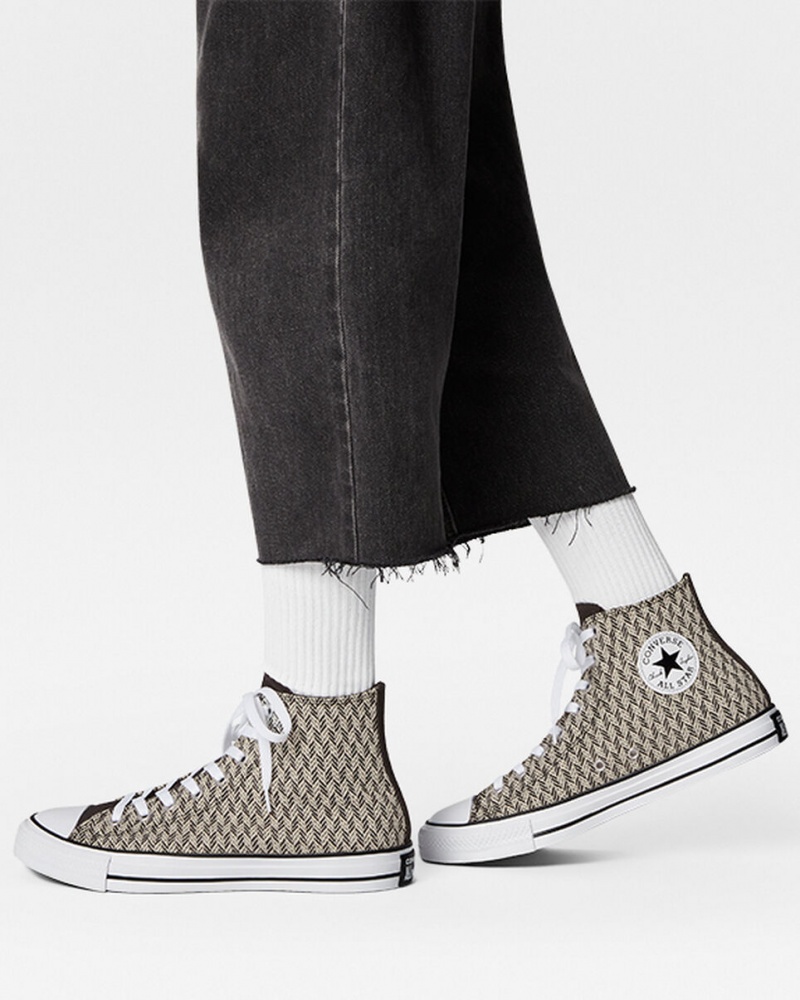 Converse Chuck Taylor All Star Herringbone Pretas Branco | 8924-YTPUK