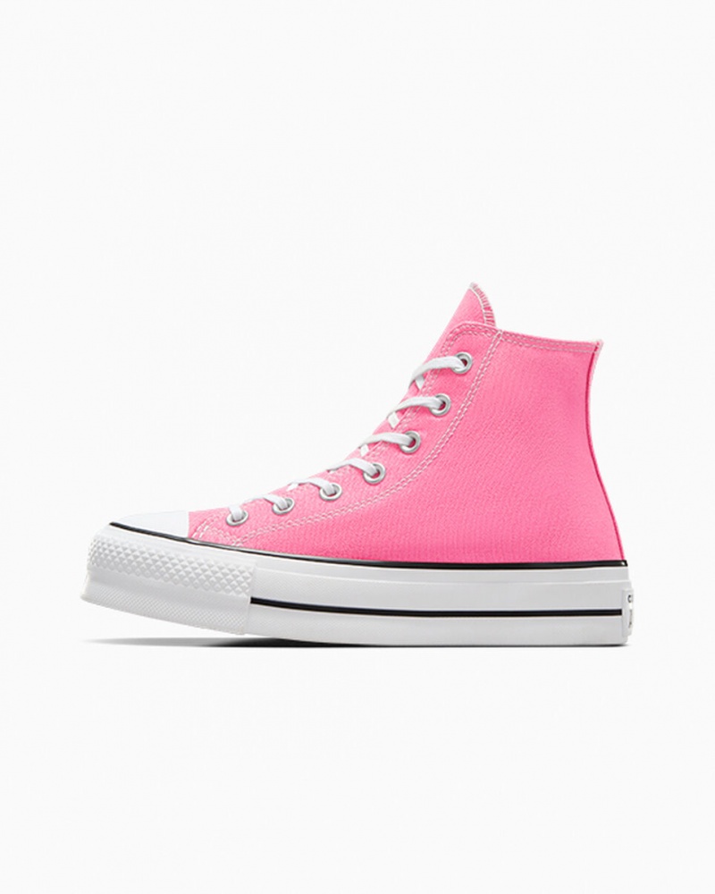 Converse Chuck Taylor All Star Lift Plataforma Rosa Branco Pretas | 8740-YKMCS