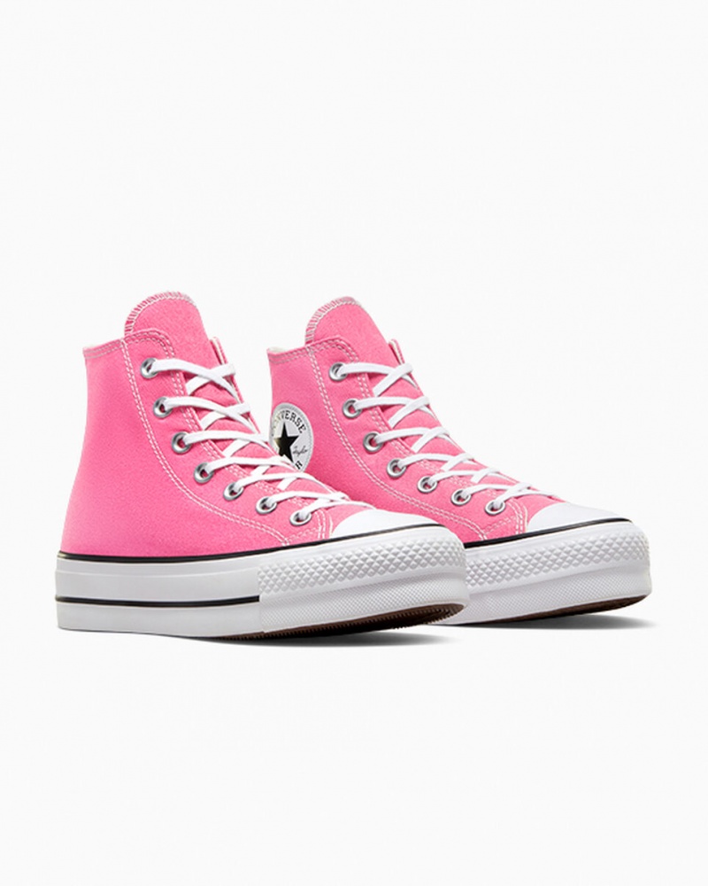 Converse Chuck Taylor All Star Lift Plataforma Rosa Branco Pretas | 8740-YKMCS