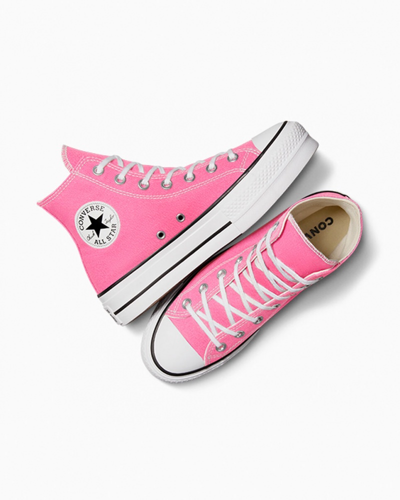 Converse Chuck Taylor All Star Lift Plataforma Rosa Branco Pretas | 8740-YKMCS